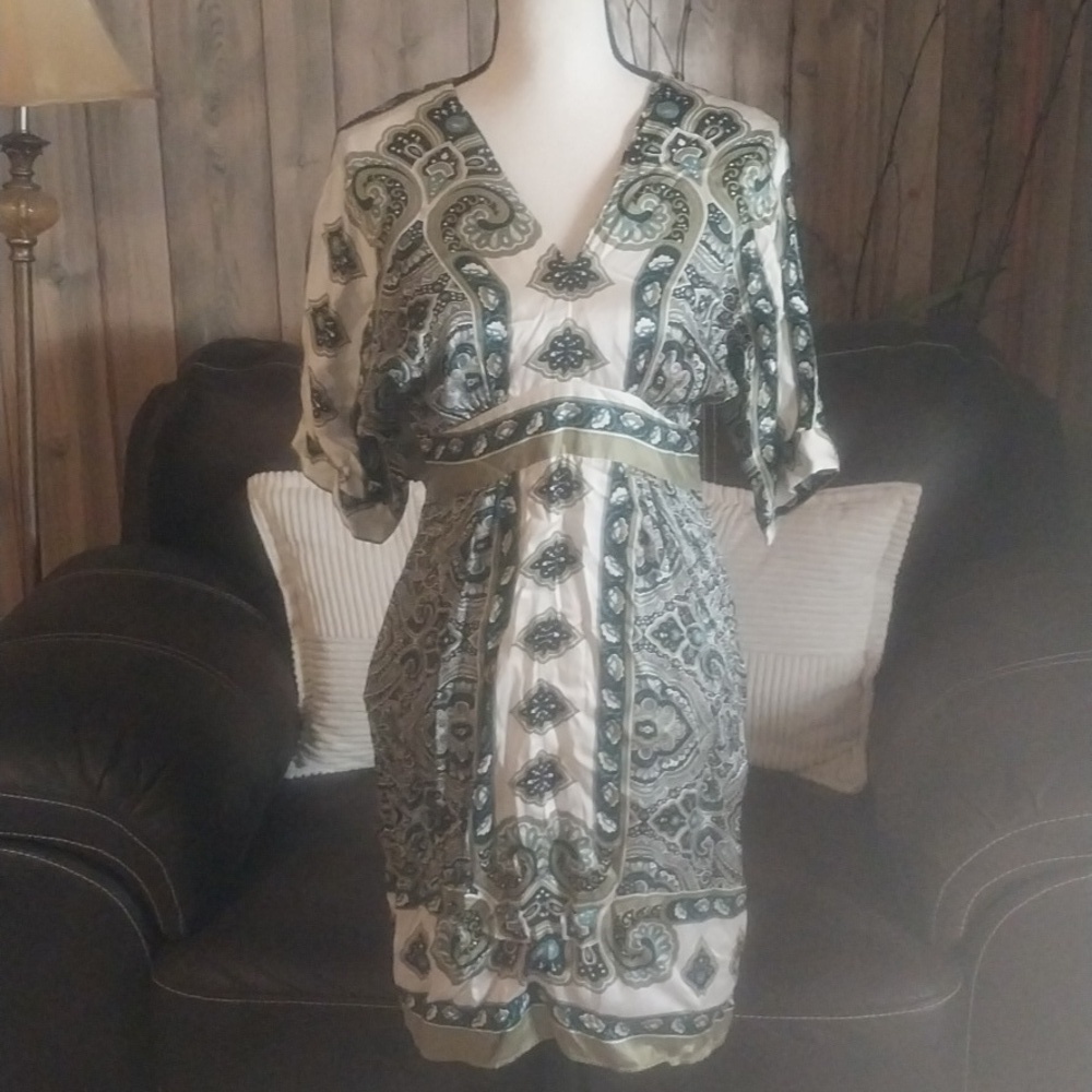 Yasb Patterned Silk Dress Size L